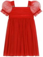 Dolce & Gabbana Kids robe en tulle à manches bouffantes - Rouge - thumbnail