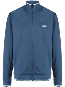 BOSS veste zippée à logo brodé - Bleu