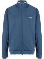 BOSS veste zippée à logo brodé - Bleu