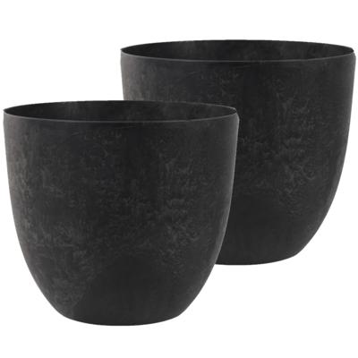 Ter Steege Plantenpot - 2x - zwart - kunststof - D45 x H38 cm - bloempot