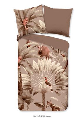 Good Morning Dekbedovertrek "bladeren en dieren" - Taupe - (155x220 cm) - Katoen