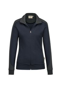 Hakro 277 Women's sweat jacket Contrast MIKRALINAR® - Navy Blue/Anthracite - 3XL