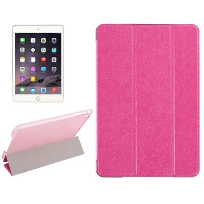 Zijde textuur horizontale Flip lederen draagtas met drie-opvouwbare houder voor iPad mini 2019 (magenta)