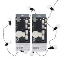 Home Deco Factory feestverlichting lichtsnoer - 2x - 10 LED lampen - warm wit - 270 cm - buiten