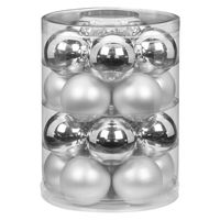 20x stuks glazen kerstballen elegant zilver mix 6 cm glans en mat - thumbnail