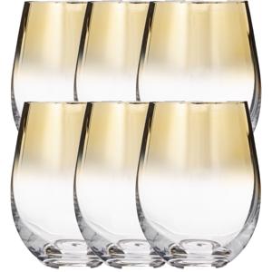 Secret de Gourmet Drinkglazen - 6x - tumbler - gouden rand - 540 ml