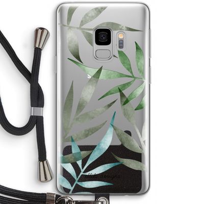 Tropical watercolor leaves: Samsung Galaxy S9 Transparant Hoesje met koord