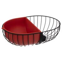 Fruitschaal - zwart/rood - 30 x 20 cm - metaal - met inzetbakje