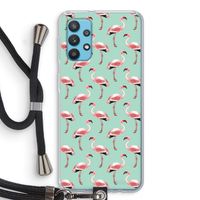 Flamingoprint groen: Samsung Galaxy A32 4G Transparant Hoesje met koord