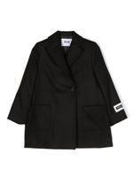 MSGM Kids manteau croisé à patch logo - Noir