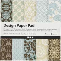 Creativ Company Design papierblok, vel 15,2x15,2 cm, 120 gr, lichtblauw, bruin, 50 vel/ 1 doos