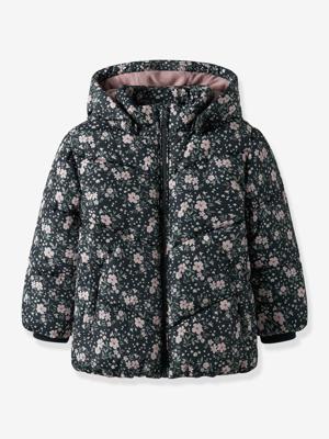 Gewatteerd donsjack met capuchon voor meisjes NAME IT donkerblauw