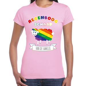 Gay Pride T-shirt voor dames - regenboog schaap - licht roze - LHBTI