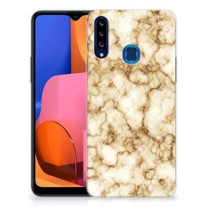 Samsung Galaxy A20s TPU Siliconen Hoesje Marmer Goud