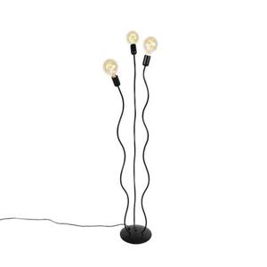 QAZQA Design vloerlamp zwart 3-lichts - Wimme