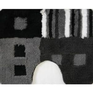 Wicotex toiletmat 50x60 cm modern wit/grijs/zwart