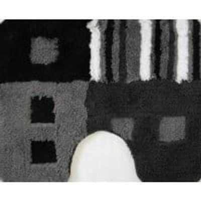 Wicotex toiletmat 50x60 cm modern wit/grijs/zwart