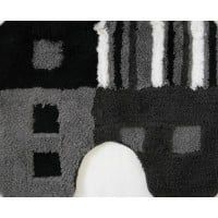 Wicotex toiletmat 50x60 cm modern wit/grijs/zwart