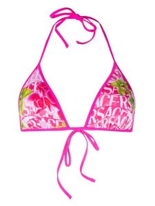 Versace haut de bikini à logo imprimé - Rose