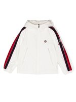 Moncler Enfant veste rayée à capuche - Blanc