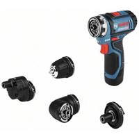 Bosch Professional Akku-Bohrschrauber GSR 12V-35 FC Set 2x3,0Ah, 4 Aufsätze, L-BOXX 06019H3000 Accu-schroefboormachine 12 V Li-ion Incl. 2 accus, Incl. lader,