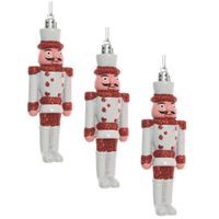4x Kersthangers notenkrakers poppetjes/soldaten wit/rood 12,5 cm - thumbnail