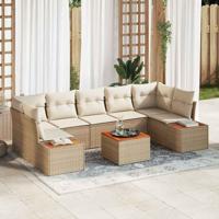 Tuinbankenset met kussen 8 pcs Beige Poly riet