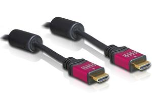 Delock 57903 HDMI-kabel HDMI Aansluitkabel HDMI-A-stekker, HDMI-A-stekker 3.00 m Rood/zwart Vergulde steekcontacten, Met Ferrietkern