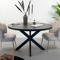 LivingFurn Ronde Eettafel 'Kala' 150cm Mangohout, kleur zwart LivingFurn Ronde Eettafel 'Kala' 150cm Mangohout, kleur zwart