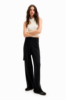 Gebreide Wide leg broek - BLACK - XS - thumbnail