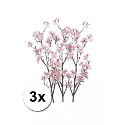 Bellatio flowers & plants Appelbloesem takken - 3x - roze - 104 cm - kunststof