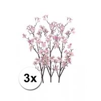 Bellatio flowers & plants Appelbloesem takken - 3x - roze - 104 cm - kunststof