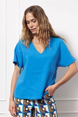 Studio Anneloes Octavie Top 13103 T-shirt Korte Mouw 5900 Bright Blue