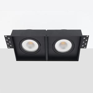 Bella Ondiepe LED trimless spot kantelbaar 5Watt vierkant dubbel ZWART IP65 dimbaar - interne driver