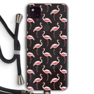 Flamingoprint groen: Pixel 4a 5G Transparant Hoesje met koord