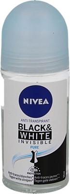 Nivea Deodorant roller invisible black & white pure