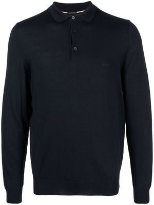 BOSS polo en laine vierge - Bleu
