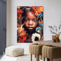 Urban Cotton Wandkleed 'Paradise Bird' 145 x 190cm in Frame - black