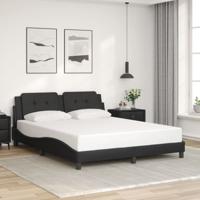 Bedframe met hoofdbord kunstleer zwart 160x200 cm