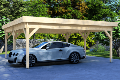 Dubbele carport 600x500 cm plat dak- Plat dak- - Van Kooten - Van Kooten