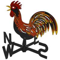Windhaan - 33 x 29,5 x 4 cm - gekleurd - kunststof - windrichtingaanwijzer - Windwijzer