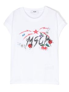 MSGM Kids t-shirt en coton à logo imprimé - Blanc