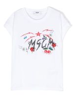 MSGM Kids t-shirt en coton à logo imprimé - Blanc - thumbnail