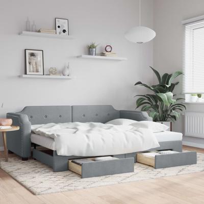 Slaapbank met onderschuifbed en lades 80x200 cm stof lichtgrijs