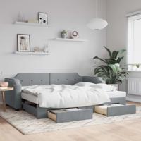 Slaapbank met onderschuifbed en lades 80x200 cm stof lichtgrijs