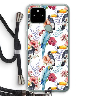 Bloemen tukan: Pixel 5 Transparant Hoesje met koord