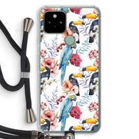 Bloemen tukan: Pixel 5 Transparant Hoesje met koord