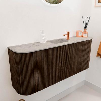 Toiletmeubel Mondiaz Joya Dlux | 103.2 cm | Meubelkleur Walnut | Faye wastafel Glace Wasbak Midden | 1 kraangat