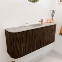 Toiletmeubel Mondiaz Joya Dlux | 103.2 cm | Meubelkleur Walnut | Faye wastafel Glace Wasbak Midden | 1 kraangat