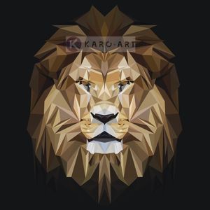 Karo-art Schilderij - Leeuw, digitaal, Beige bruin , 3 maten ,Premium print